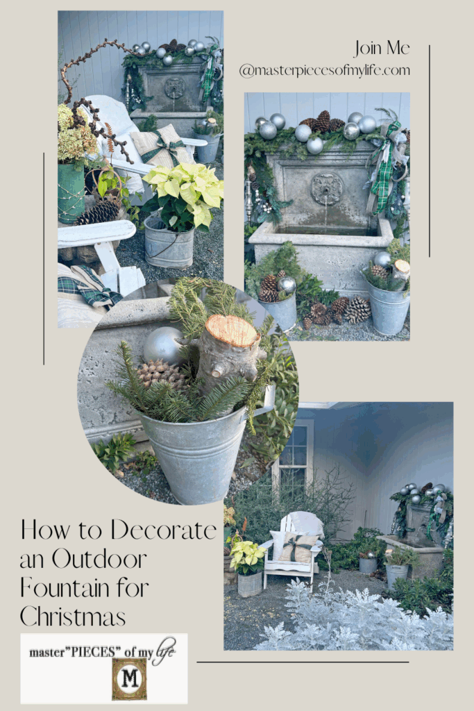 how to decorate an outdoor fountain for Christmas Pinterest