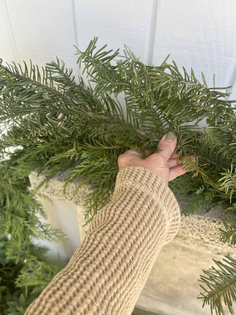 how to decorate an outdoor fountain for Christmas