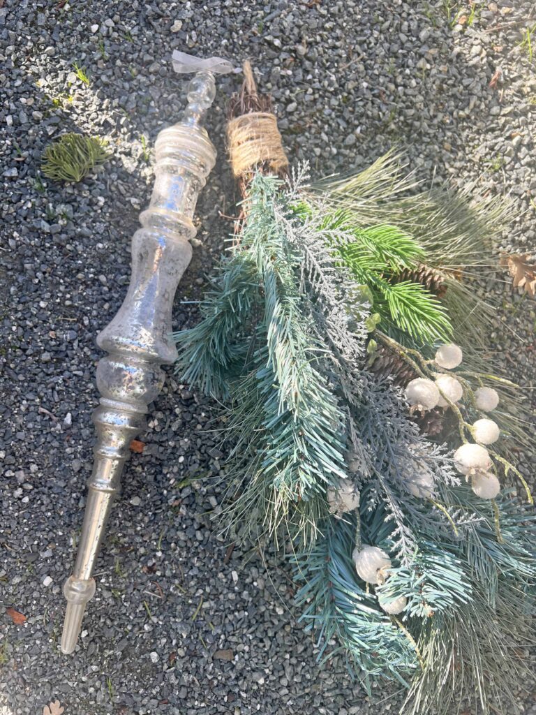 how to decorate an outdoor fountain for Christmas