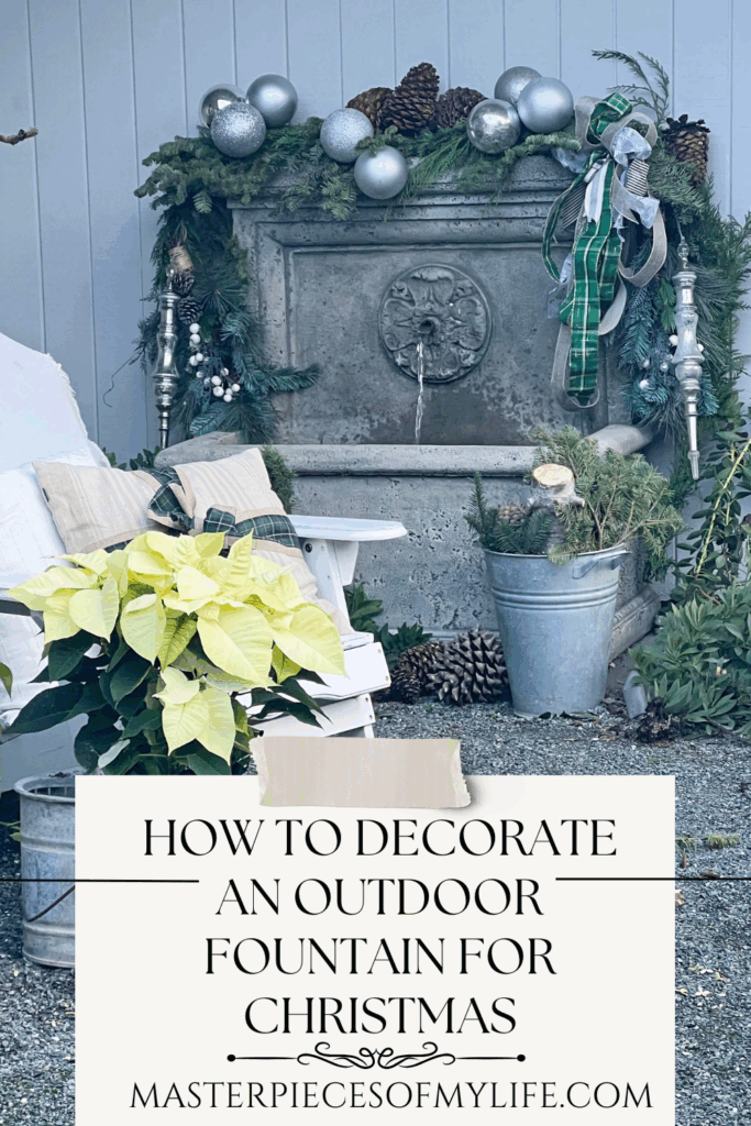 how to decorate an outdoor fountain for Christmas Pinterest