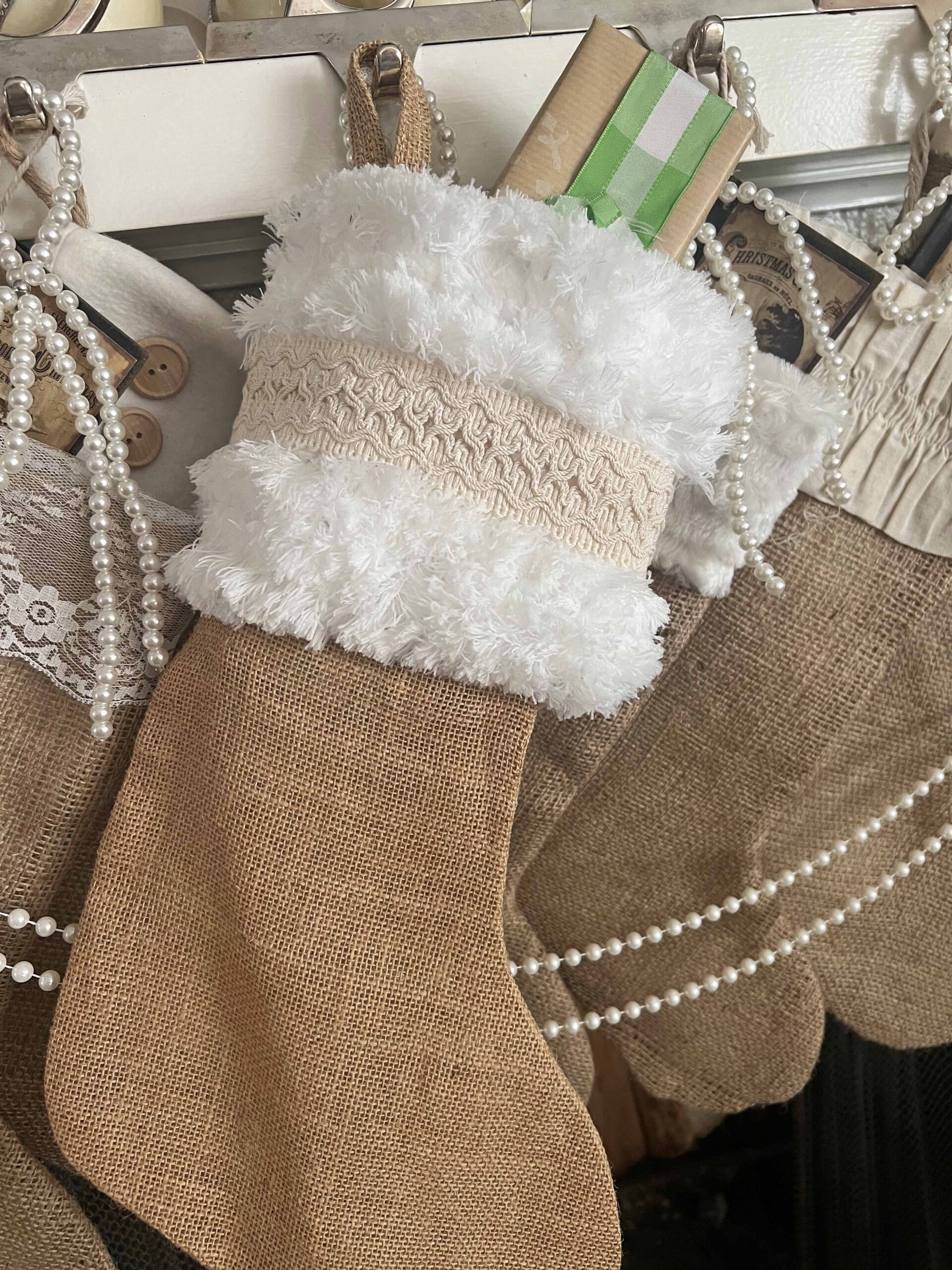 easy Christmas stocking upcycle using Dollar Tree supplies