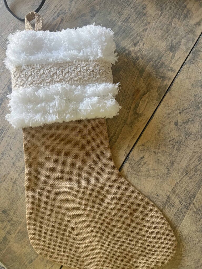 easy Christmas stocking upcycle using Dollar Tree supplies