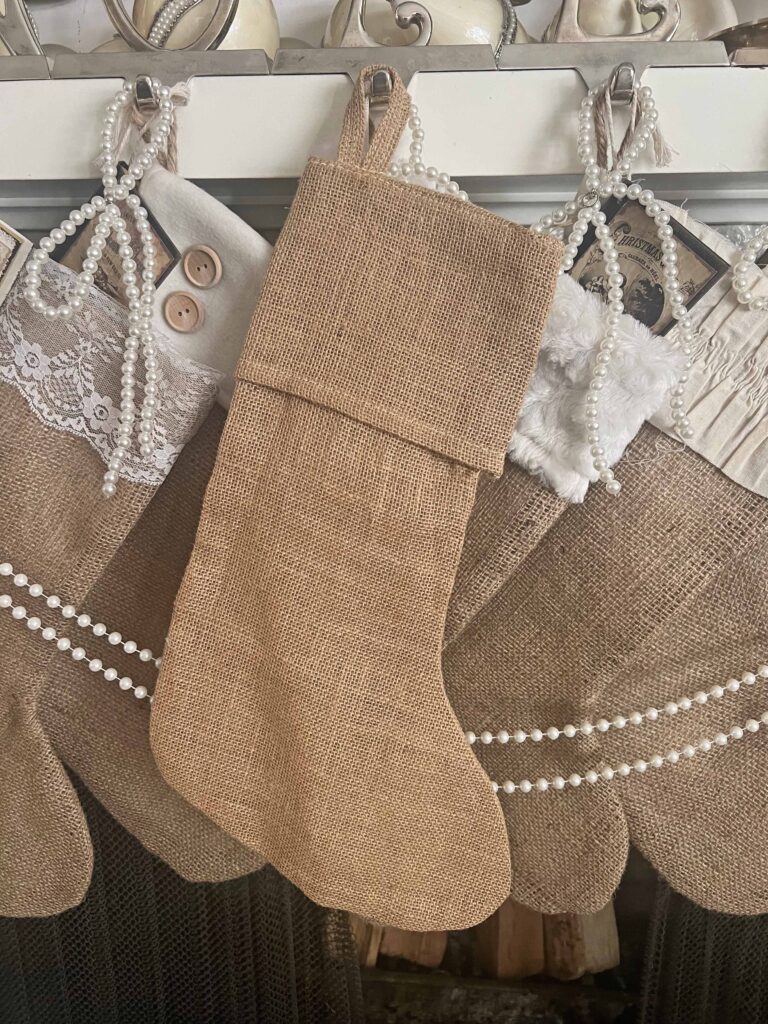 easy Christmas stocking upcycle using Dollar Tree supplies