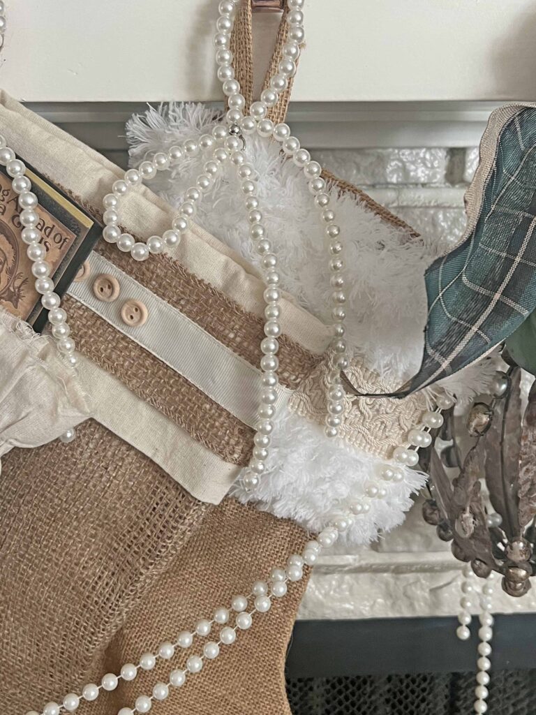 easy Christmas stocking upcycle using Dollar Tree supplies