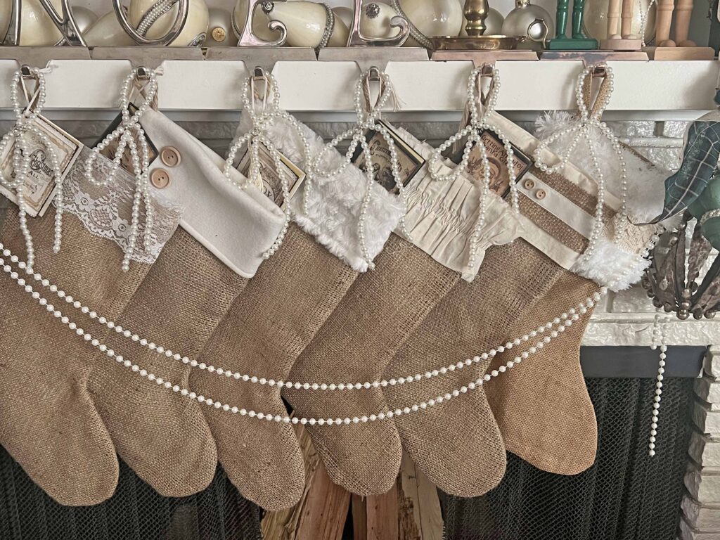 easy Christmas stocking upcycle using Dollar Tree supplies