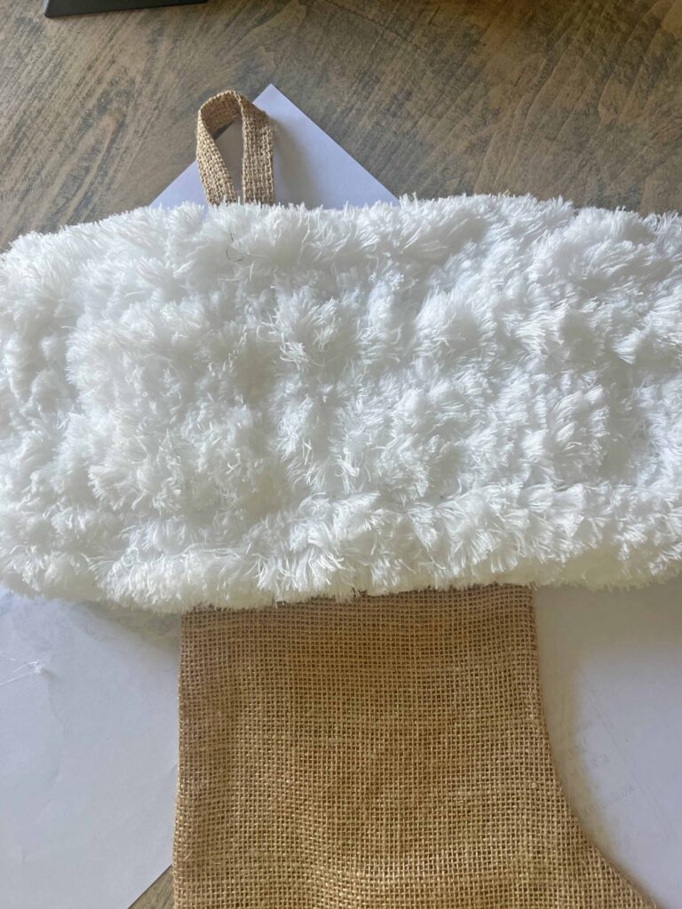 easy Christmas stocking upcycle using Dollar Tree supplies