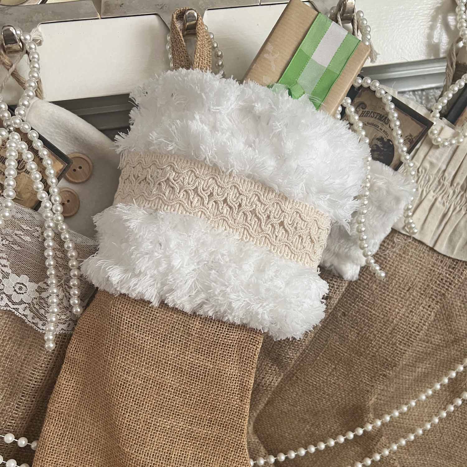 easy Christmas stocking upcycle using Dollar Tree supplies