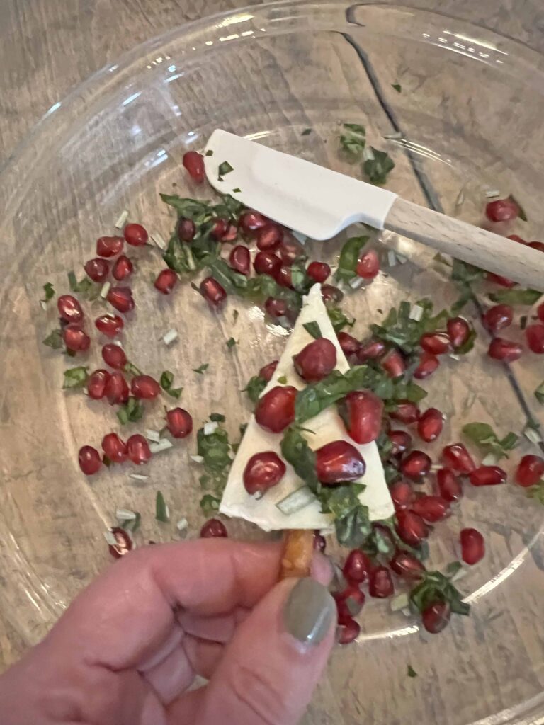 mini Christmas tree cheese bites appetizer recipe