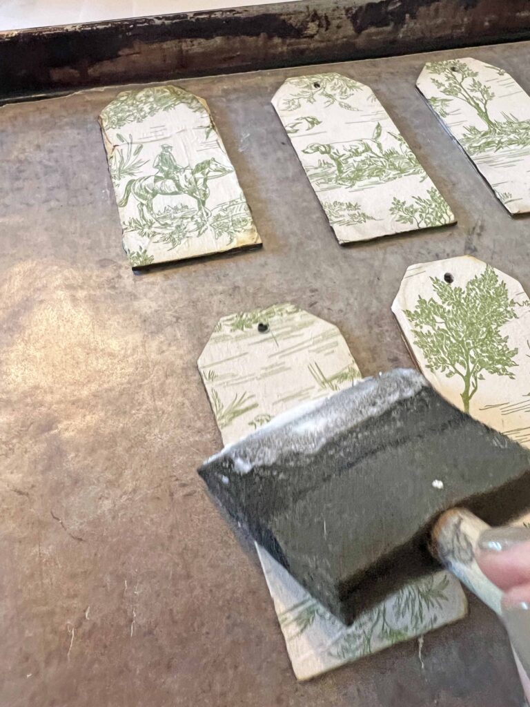 Christmas DIY: Green Toile Tag Ornament