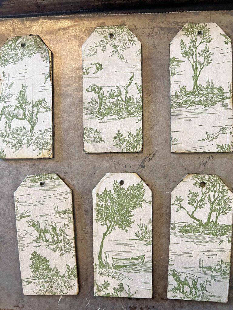 Christmas DIY: Green Toile Tag Ornament