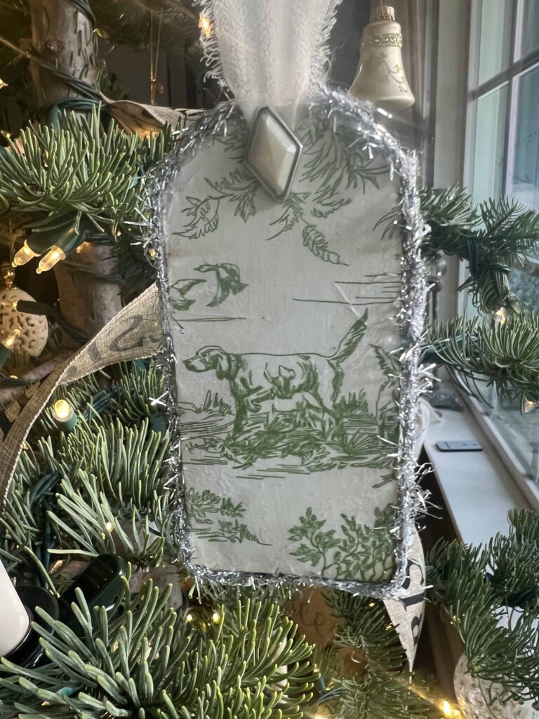 Christmas DIY: Green Toile Tag Ornament