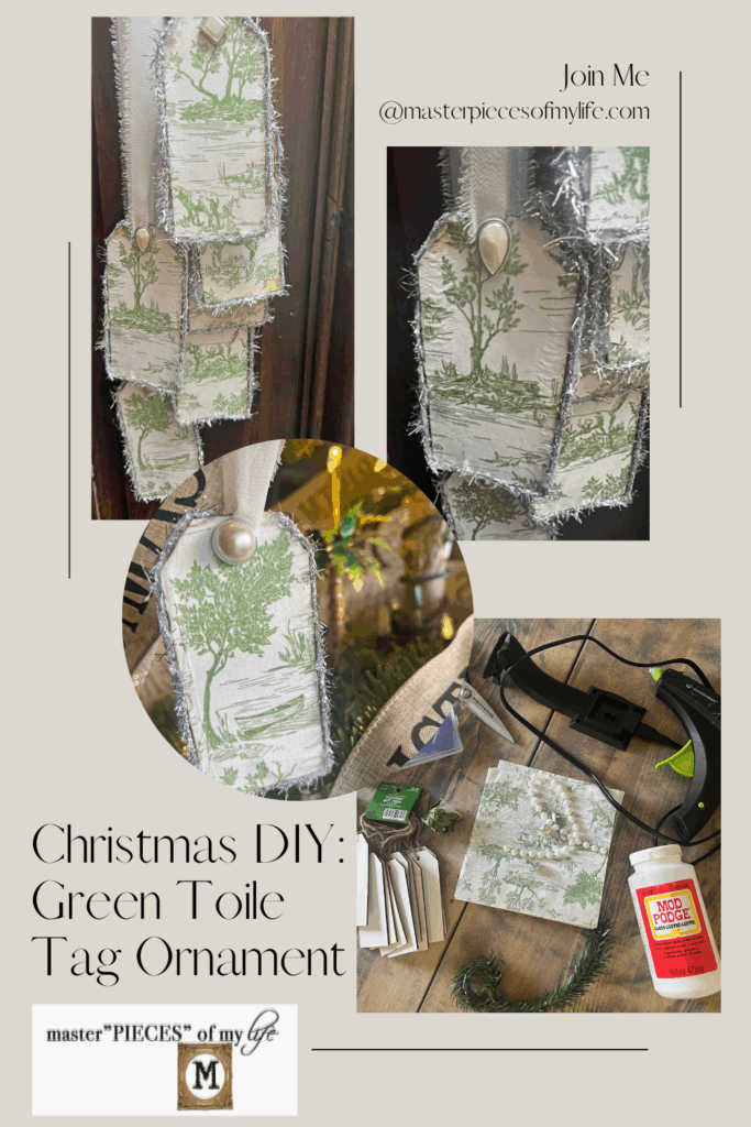 Christmas DIY: Green Toile Tag Ornament Pinterest