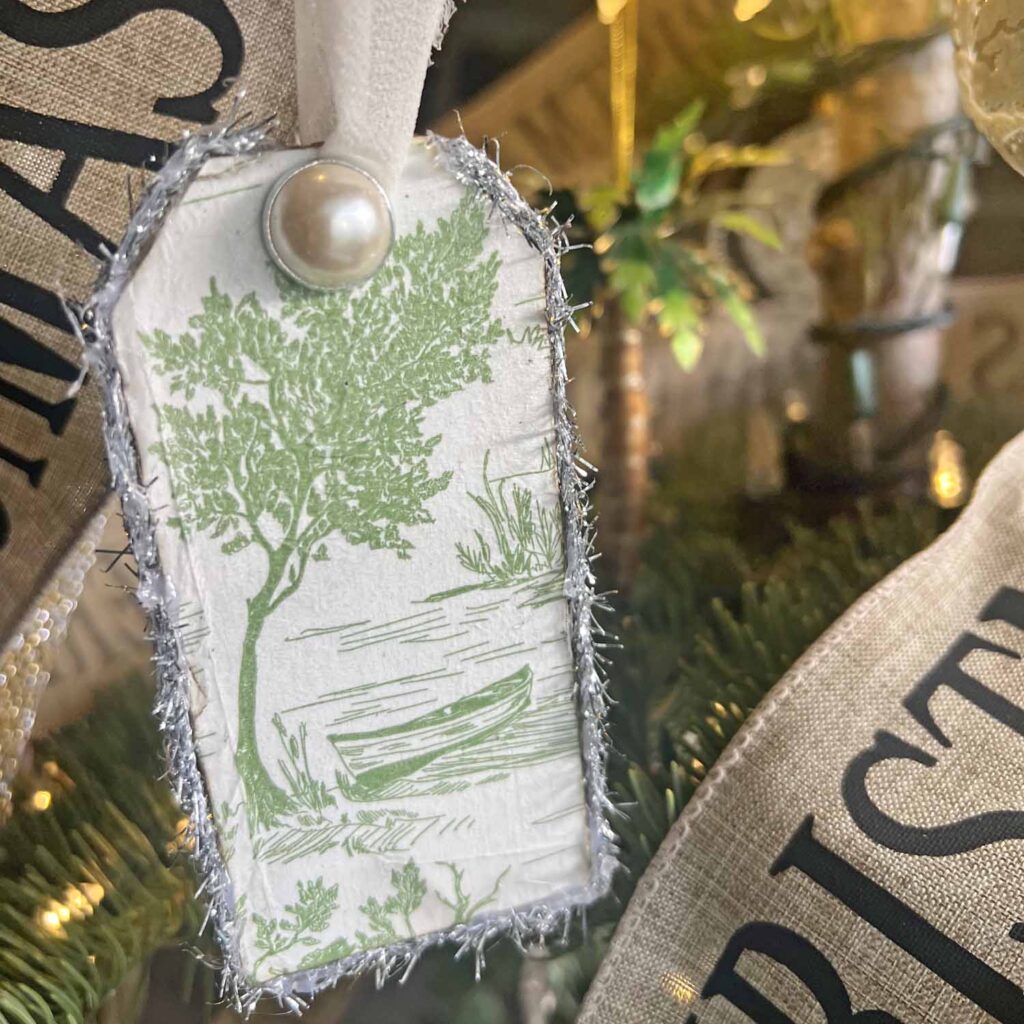Christmas DIY: Green Toile Tag Ornament