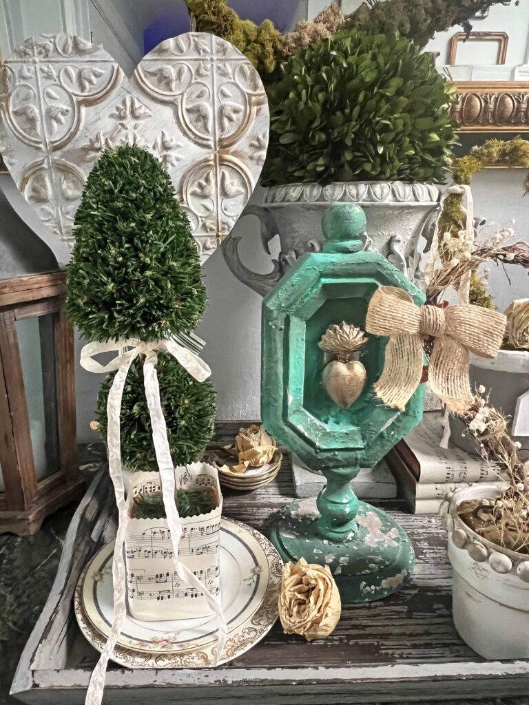 Valentine's Decor: Heart Topiary Vignette