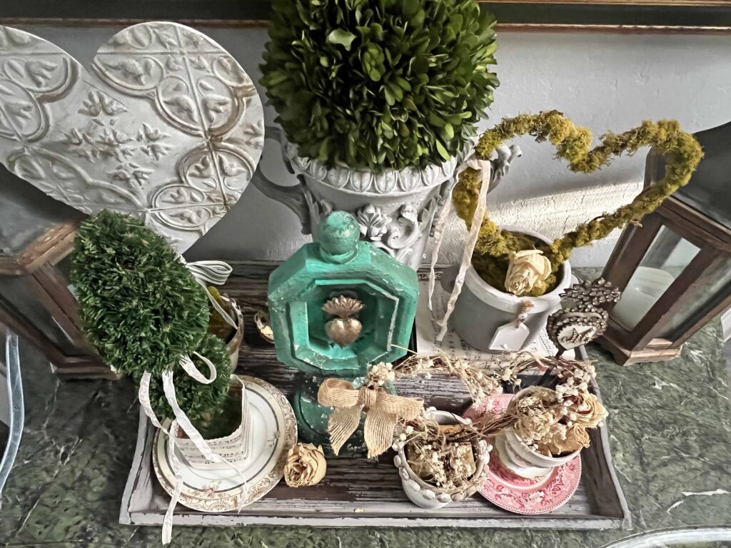 Valentine's Decor: Heart Topiary Vignette