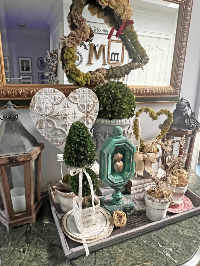 Valentine's Decor: Heart Topiary Vignette