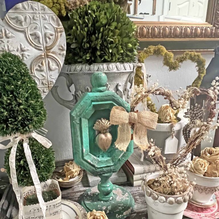 Valentine’s Decor:  Heart Topiary Vignette