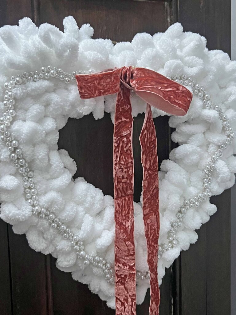 Valentine's Craft: Pearly White Heart Wreath DIY