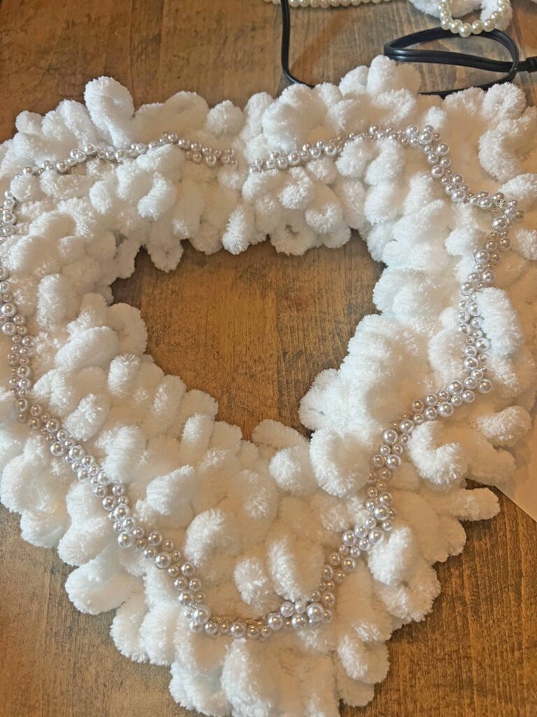Valentine's Craft: Pearly White Heart Wreath DIY