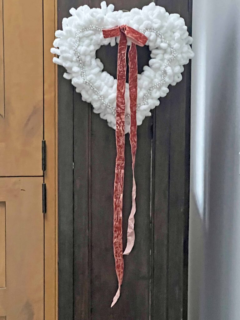 Valentine's Craft: Pearly White Heart Wreath DIY