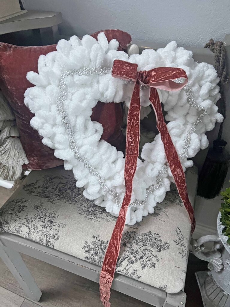 Valentine's Craft: Pearly White Heart Wreath DIY