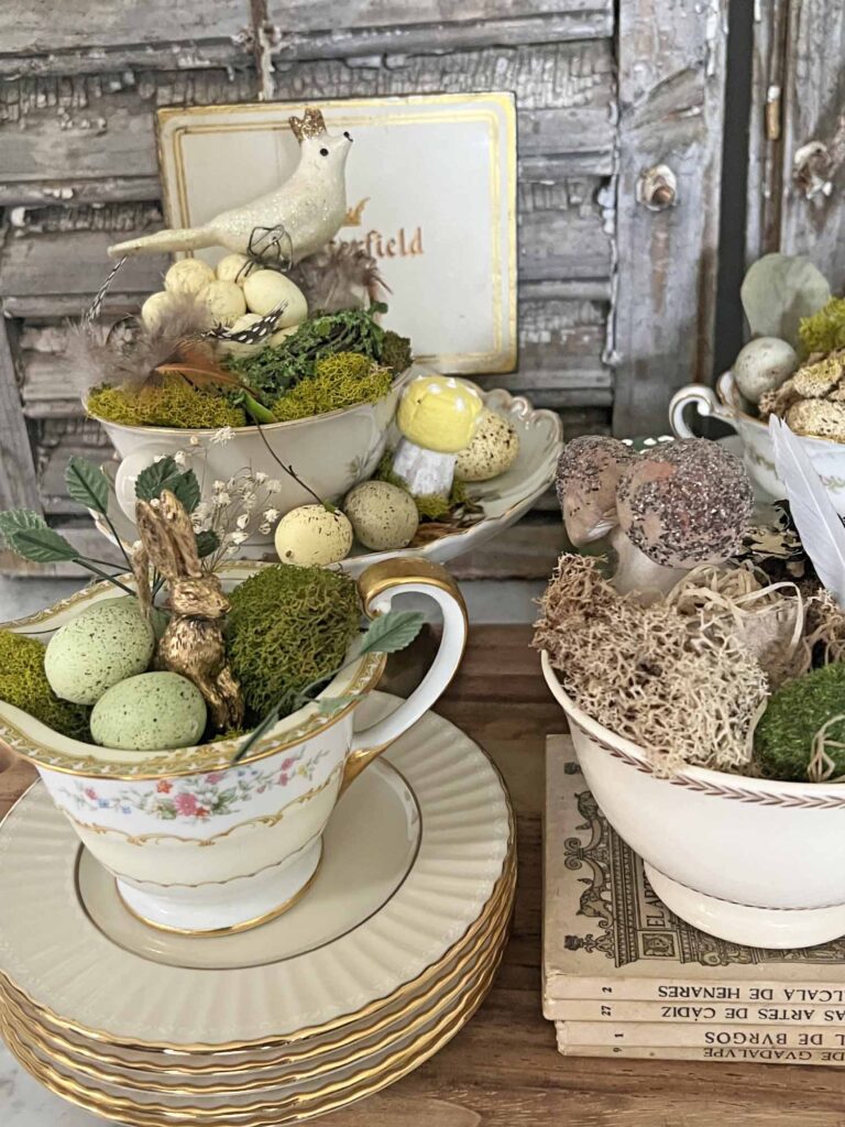 how to style thrifted porcelain pieces for spring decor