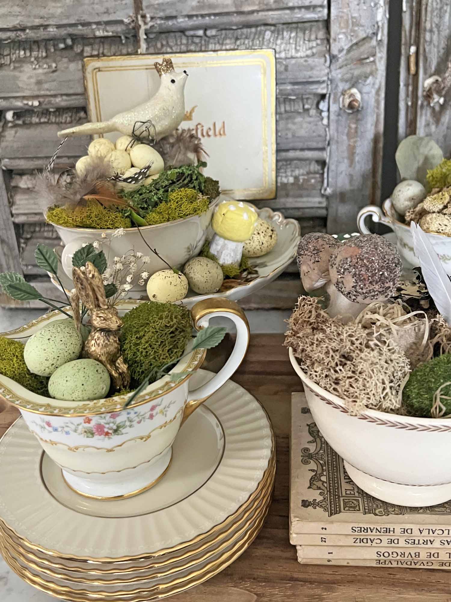 how to style thrifted porcelain pieces for spring decor