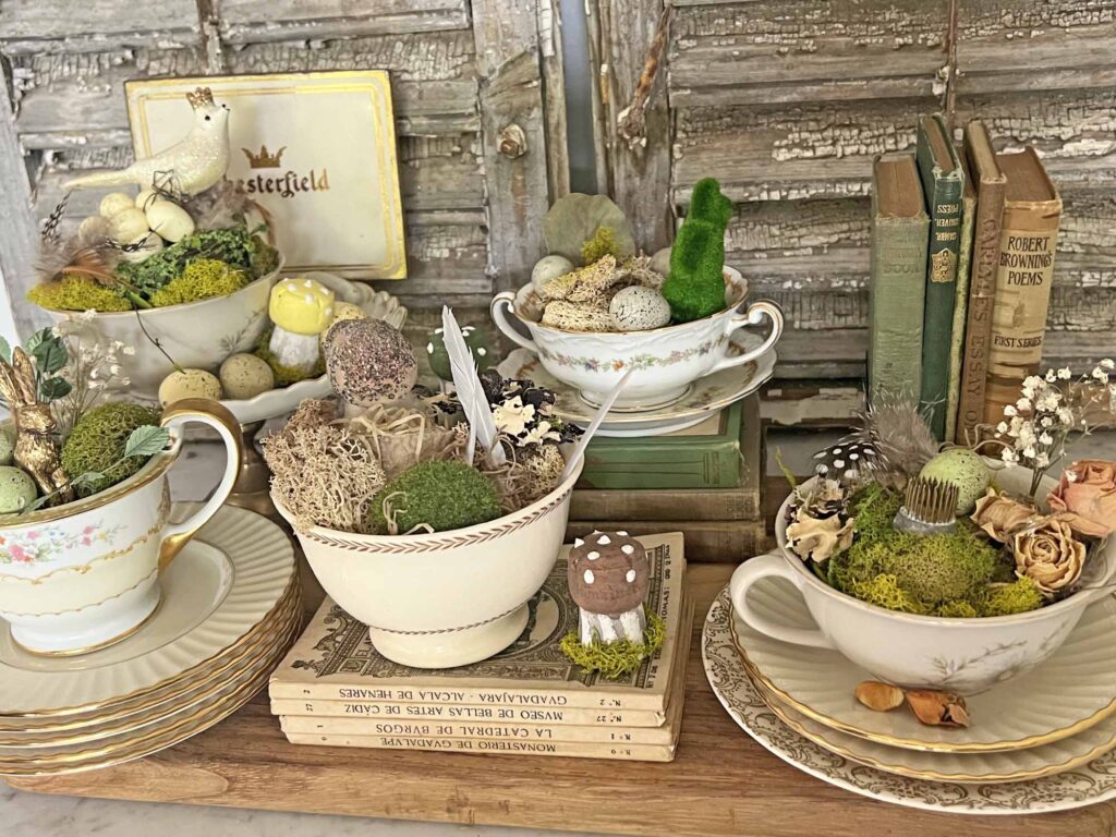 styling tips to transform thrifted porcelain pieces into Spring decor