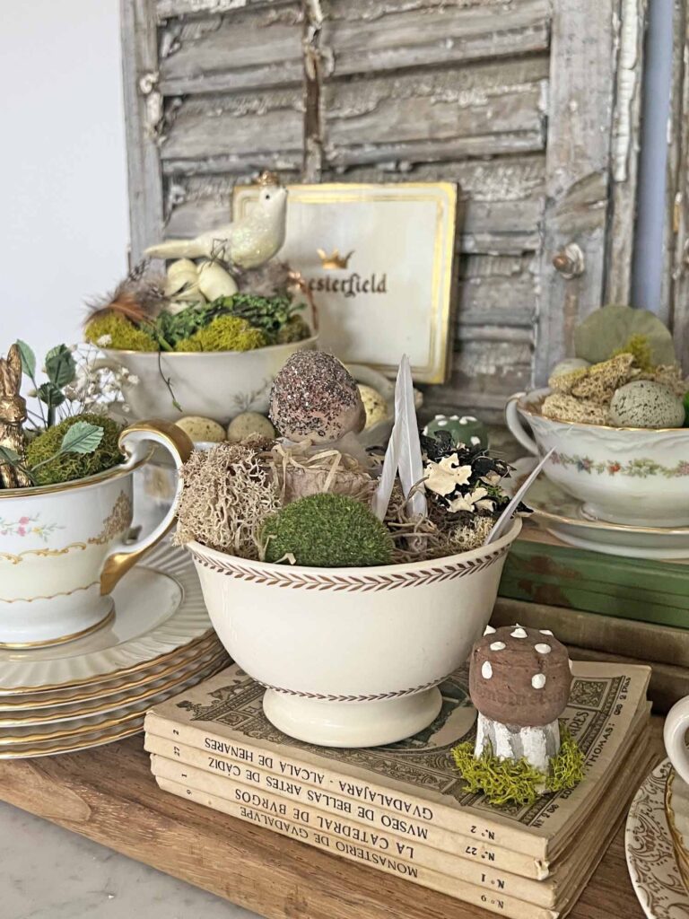 styling tips to transform thrifted porcelain pieces into Spring decor