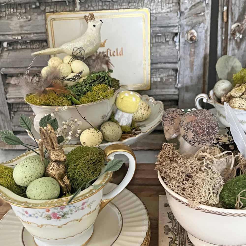 how to style thrifted porcelain pieces for spring decor