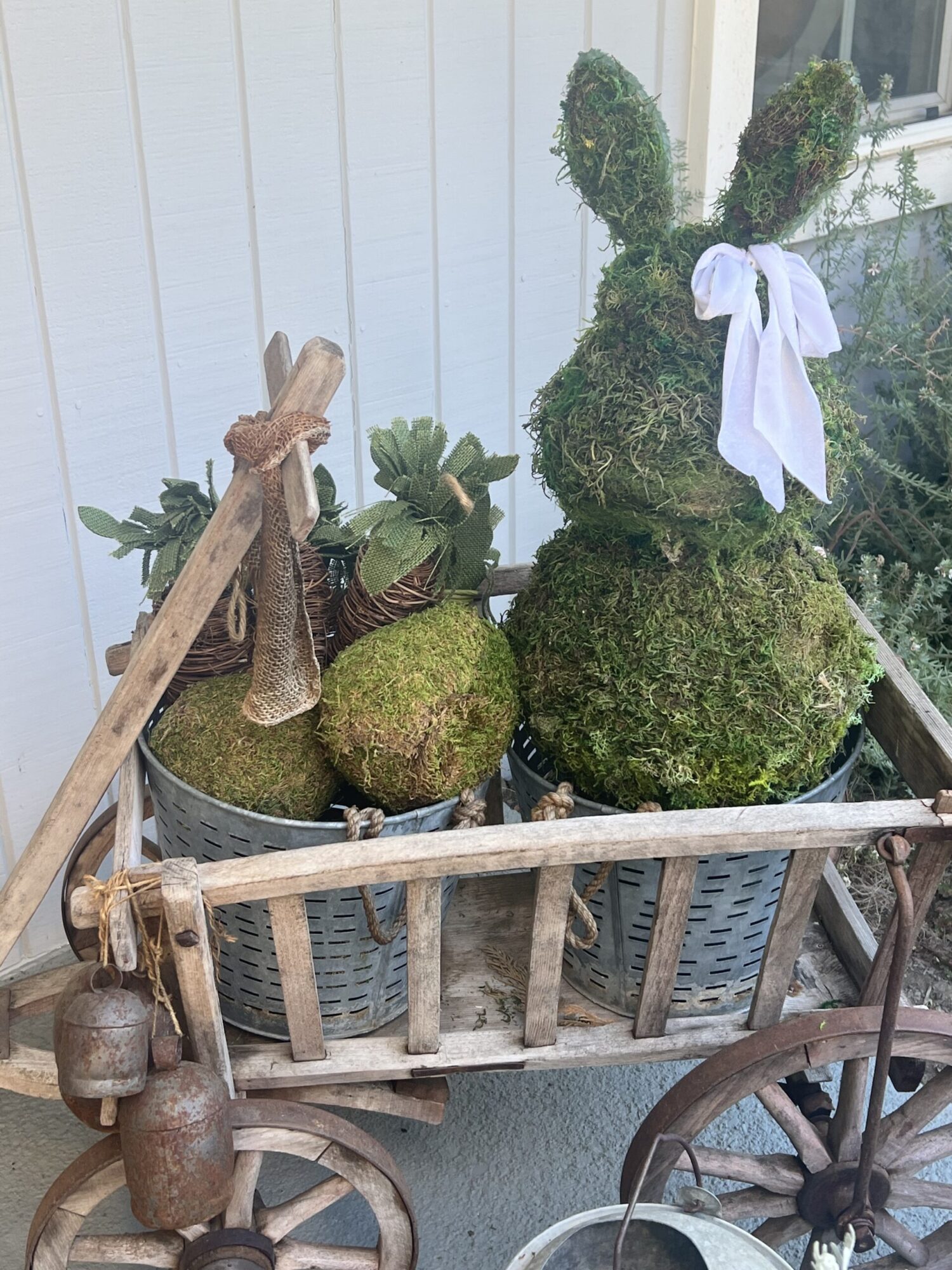 how to decorate a vintage goat cart for Easter