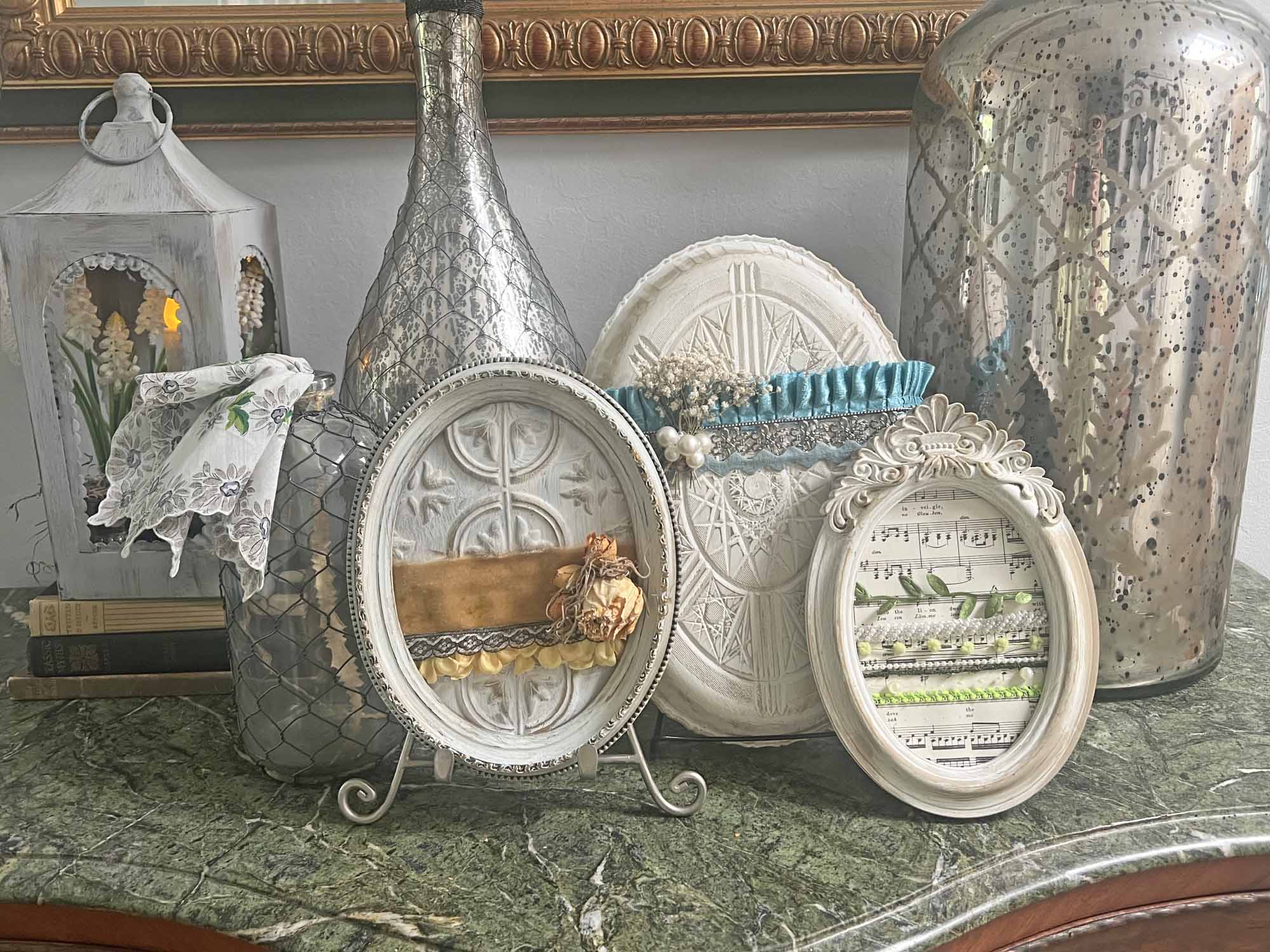 welcoming Easter foyer vignette