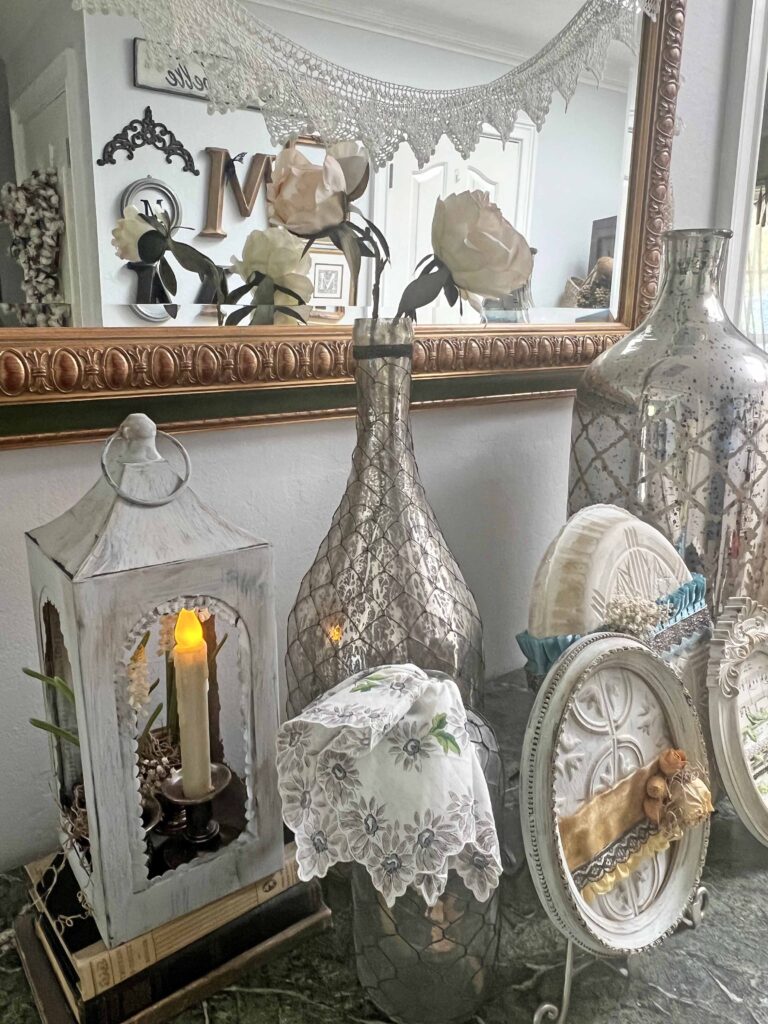 welcoming Easter foyer vignette