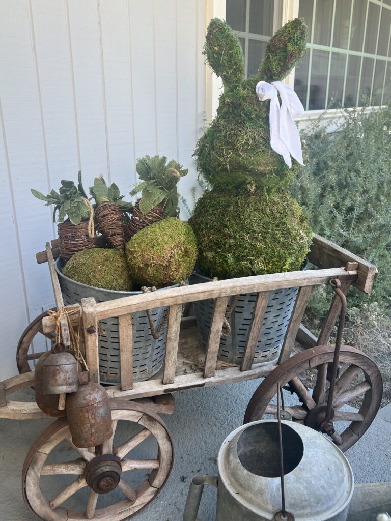 how to decorate a vintage goat cart for Easter