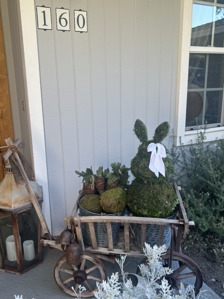 how to decorate a vintage goat cart for Easter