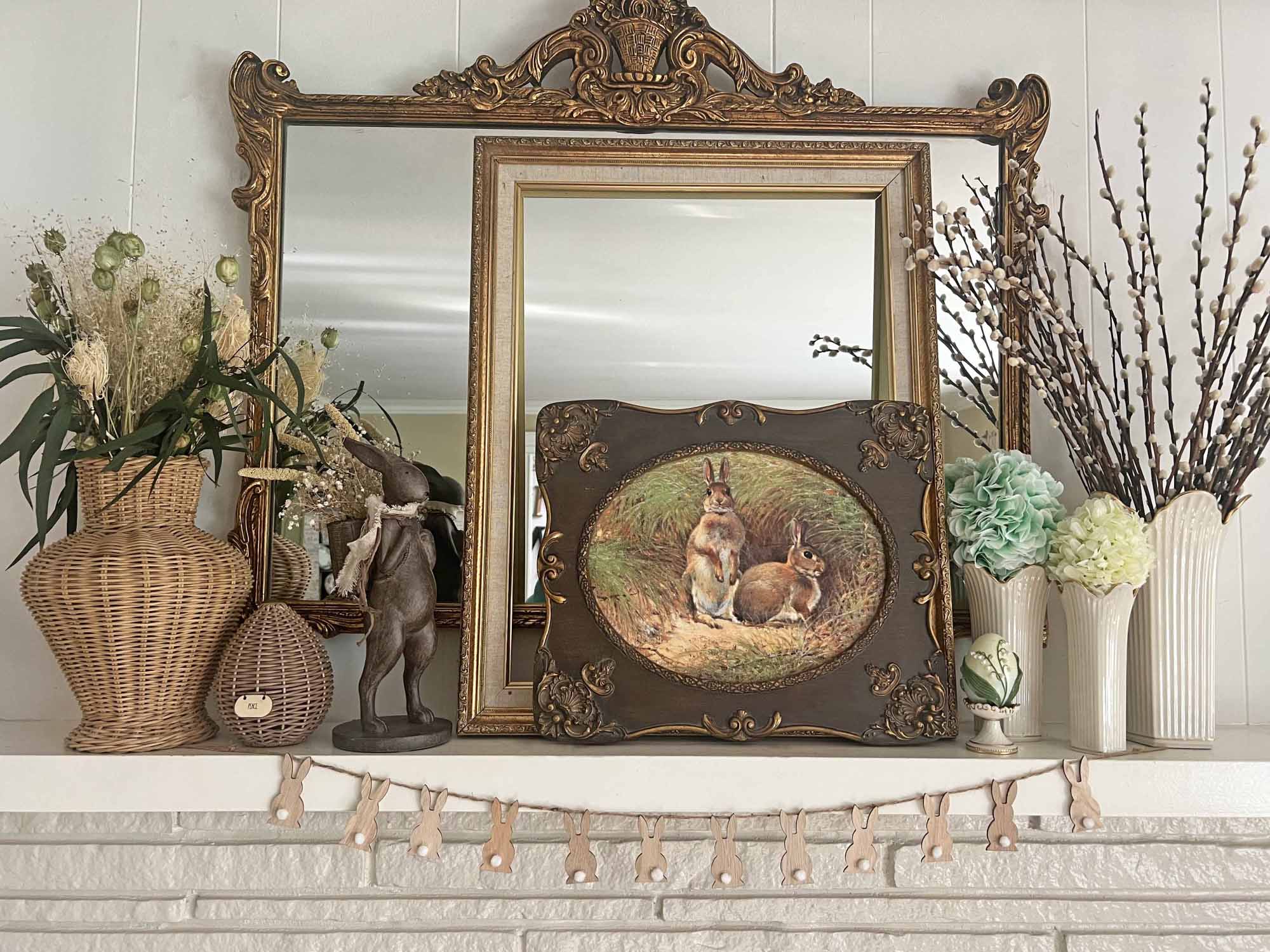 Spring Easter Mantel Decor Styling