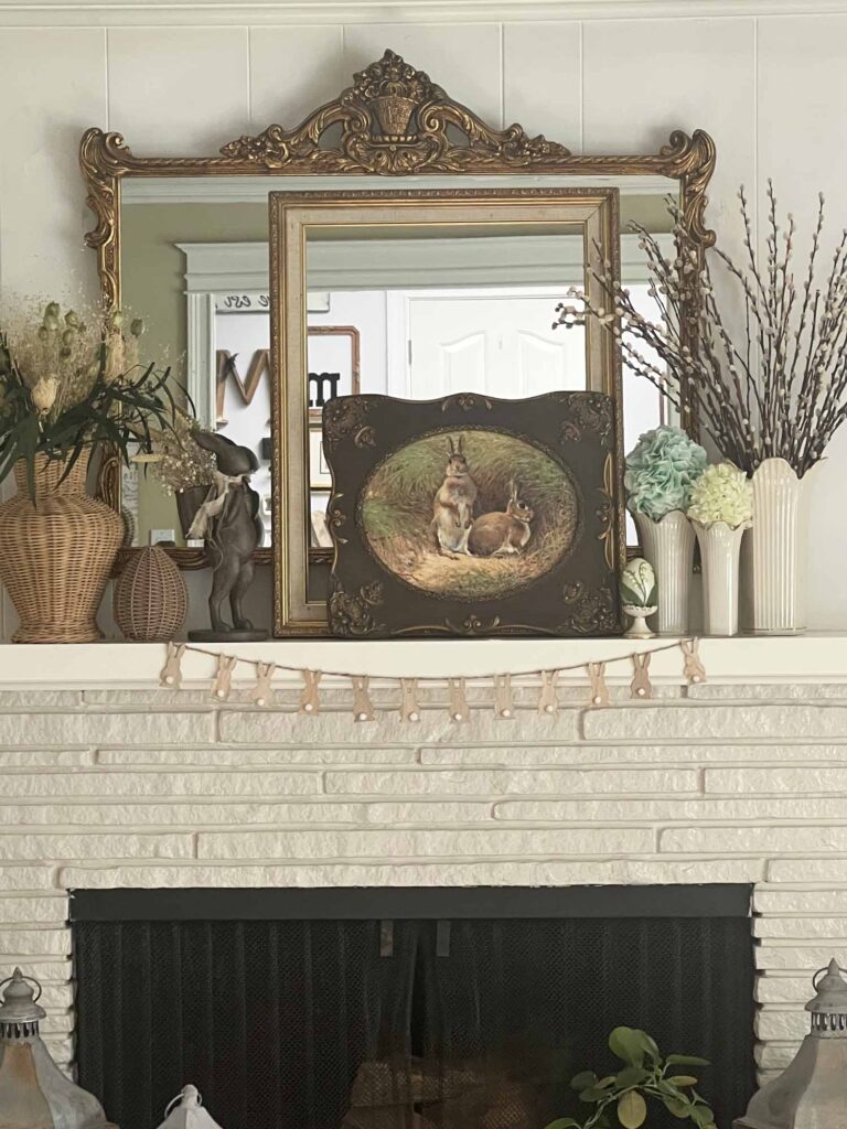 Spring Easter Mantel Decor Styling