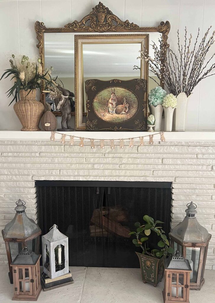 Spring Easter Mantel Decor Styling