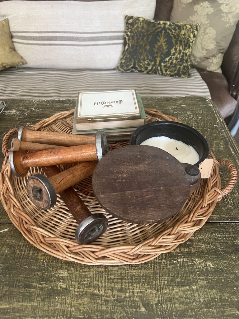 thrifted basket coffee table decor learning to scoop with intention