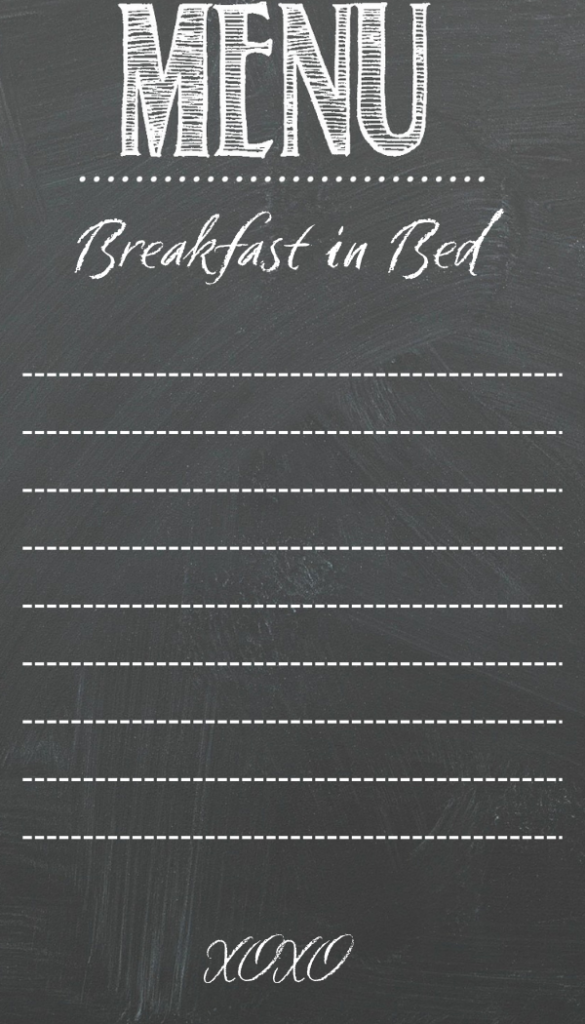 Mother's day free printable menu rustic farmhouse chalkboard style
