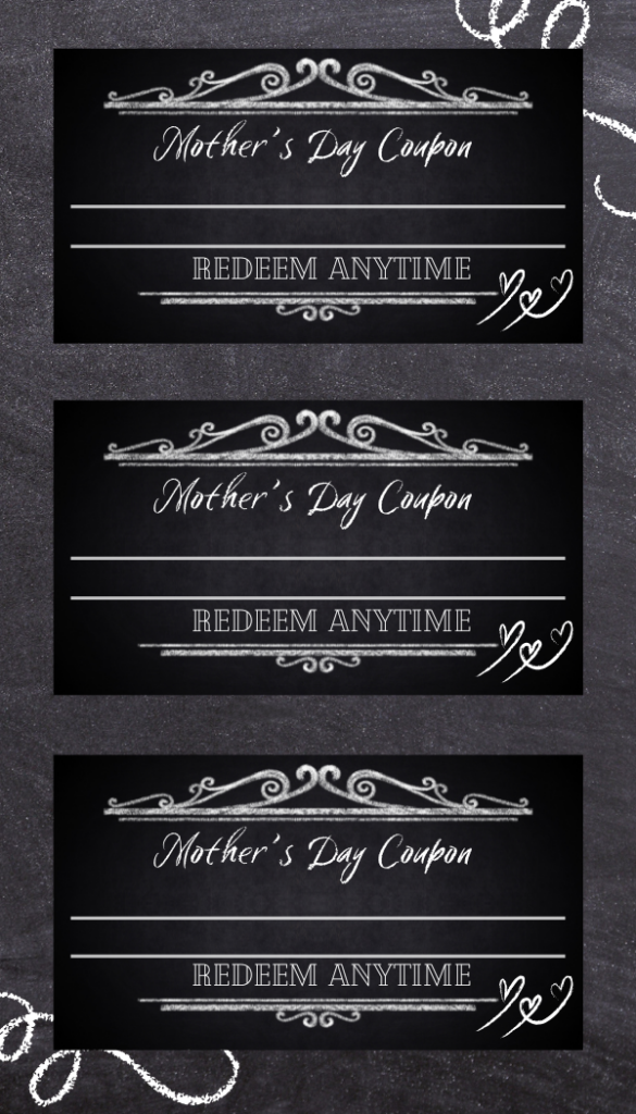 Mother's day free printable coupons rustic farmhouse chalkboard style