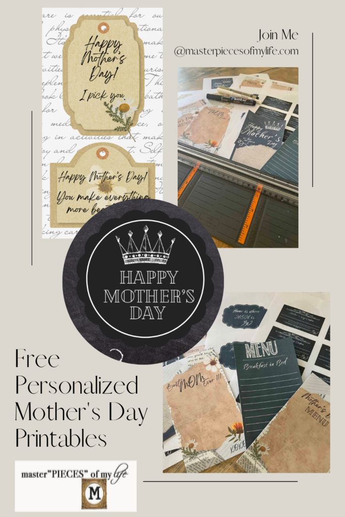 Mother's Day personalized free printables cards tags menus coupons Pinterest