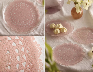 Terrain Pink Doily Glass Plates