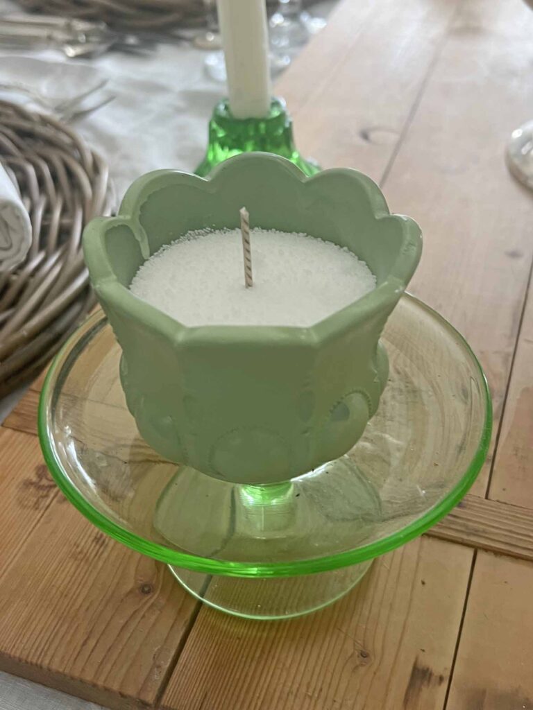 a complete guide to candle sand wax small jadeite on depression glass pedestal