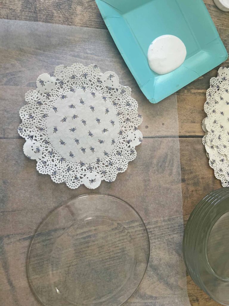 Doily Glass Plate DIY Hack prep: Terrain inspiration at a fraction of the cost
