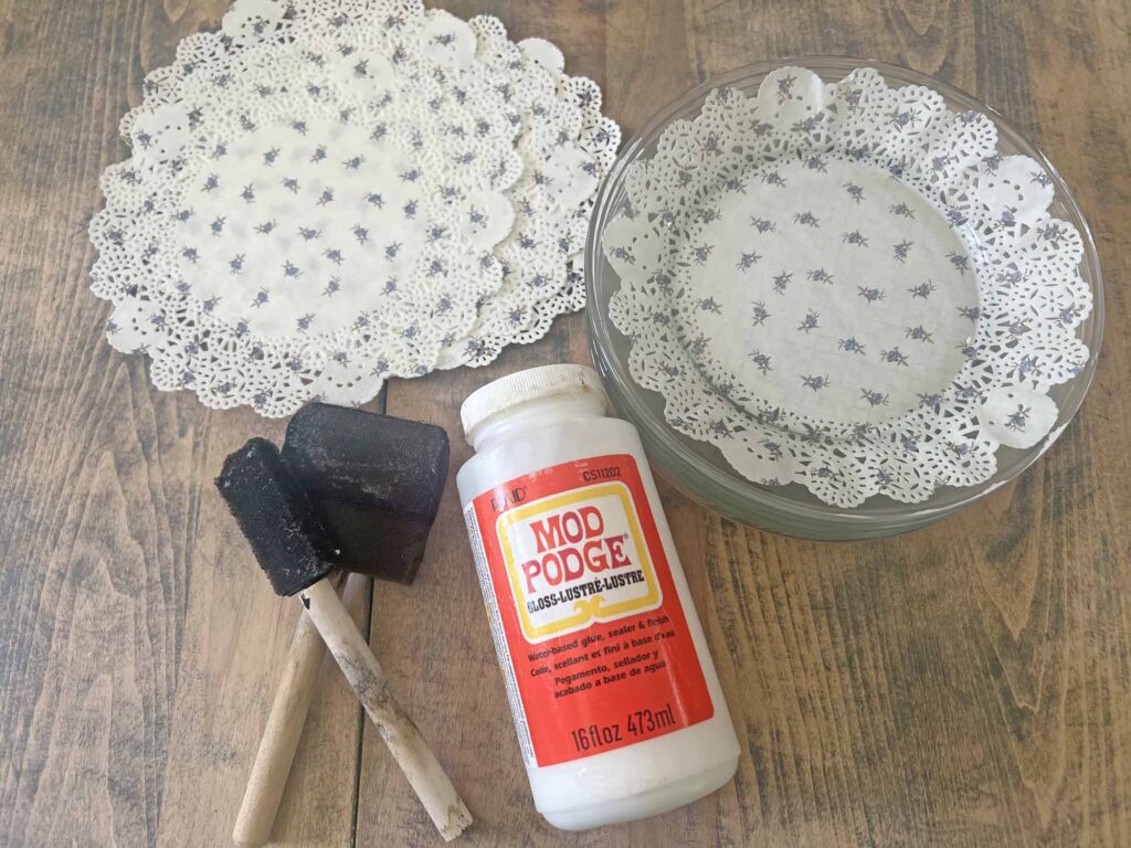 Doily Glass Plate DIY Hack supplies: Terrain inspiration at a fraction of the cost