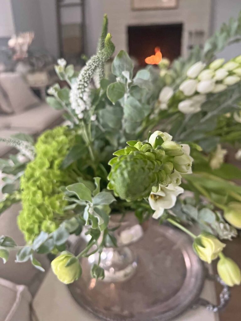 How to build an asymmetrical arrangement the easy way close-up with fireplace