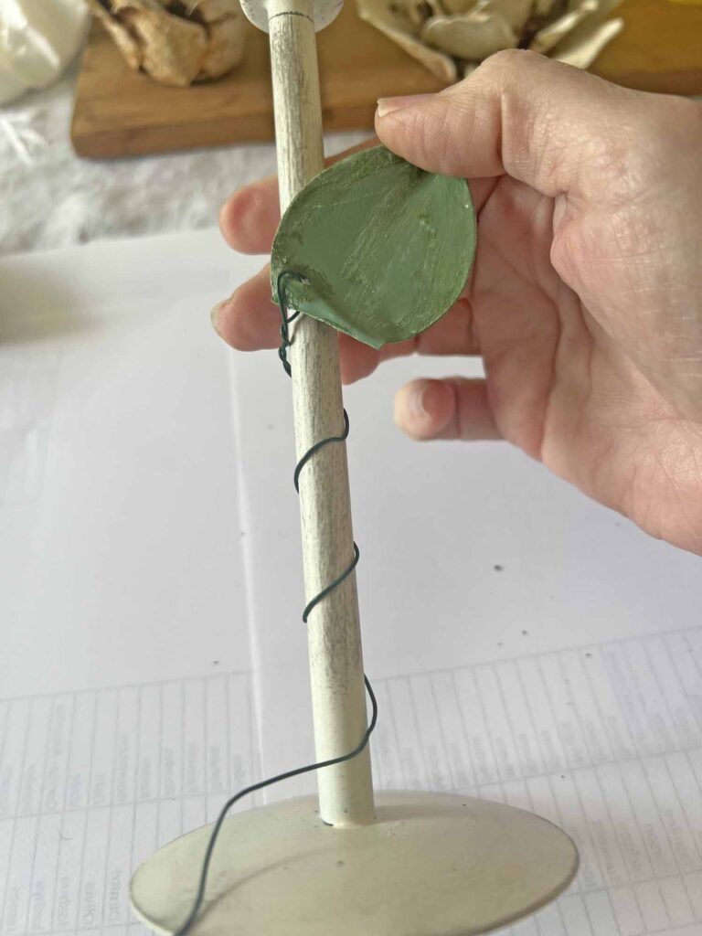 Learn How to Easily DIY the Floral Metal Tole Look: Anthropologie Inspired leaf wrapped on stem