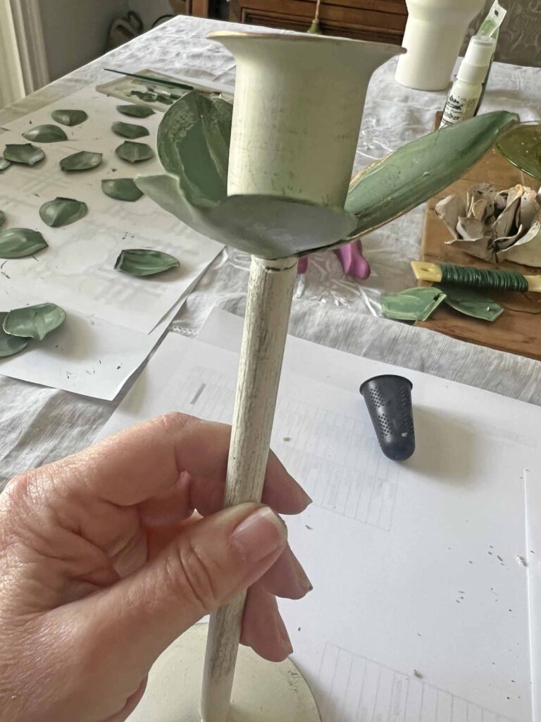 Learn How to Easily DIY the Floral Metal Tole Look: Anthropologie Inspired leaves around stem