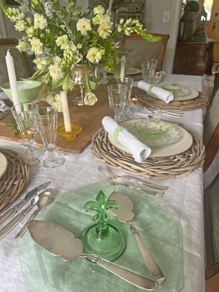 how to set a vintage inspired spring table depression glass